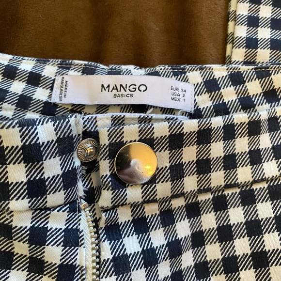 Mango Skinny Black/White Gingham Checkered Pants 2 - Picture 4 of 5